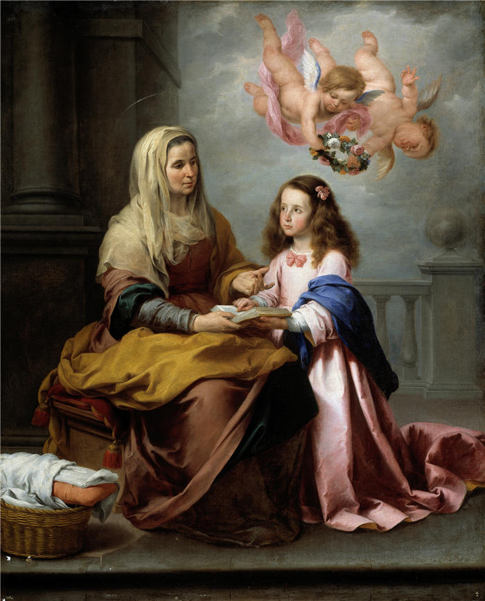 巴托洛梅·埃斯特班·穆里略（Bartolomé Esteban Murillo，西班牙画家）高清作品-《处女教育（C.1655）》