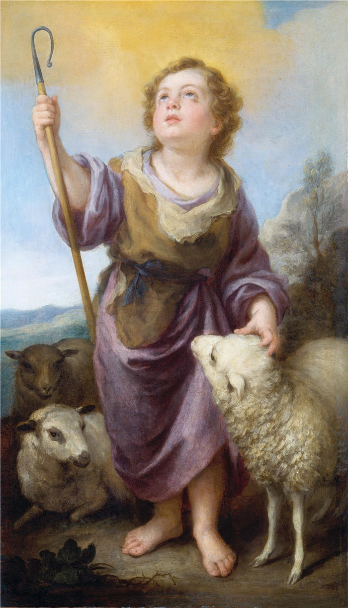 巴托洛梅·埃斯特班·穆里略（Bartolomé Esteban Murillo，西班牙画家）高清作品-《好牧人（约 1675 – 1682 年）》