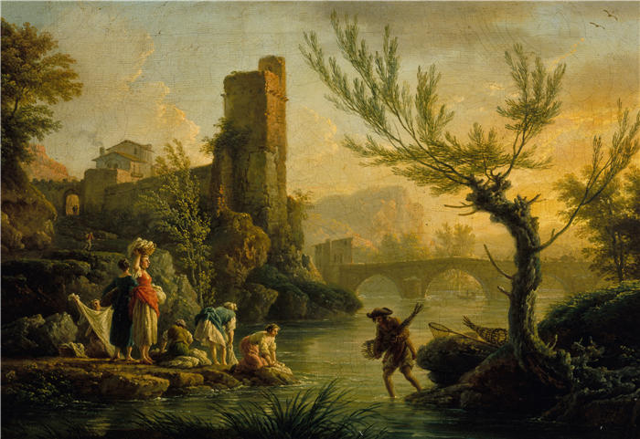 克劳德·约瑟夫·韦内特（ Claude-Joseph Vernet，法国画家）高清作品-《薰衣草景观（1763）》