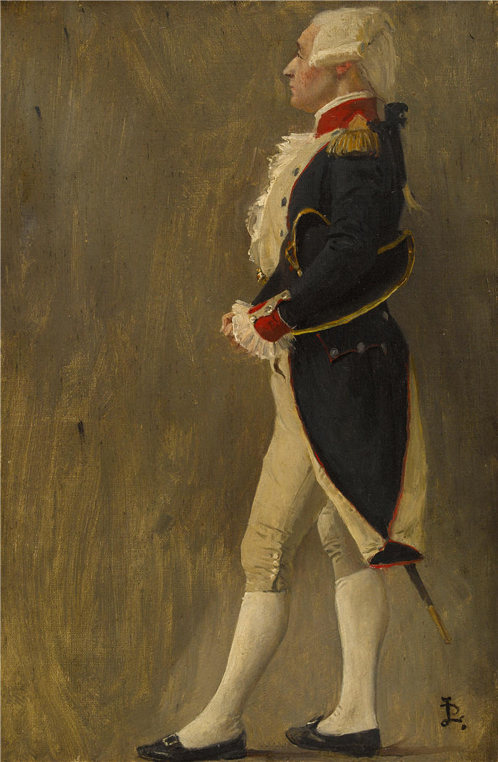 让·保罗·劳伦斯(Jean-Paul Laurens,法国画家)高清作品-《拉斐特侯爵的轮廓(1889年)》