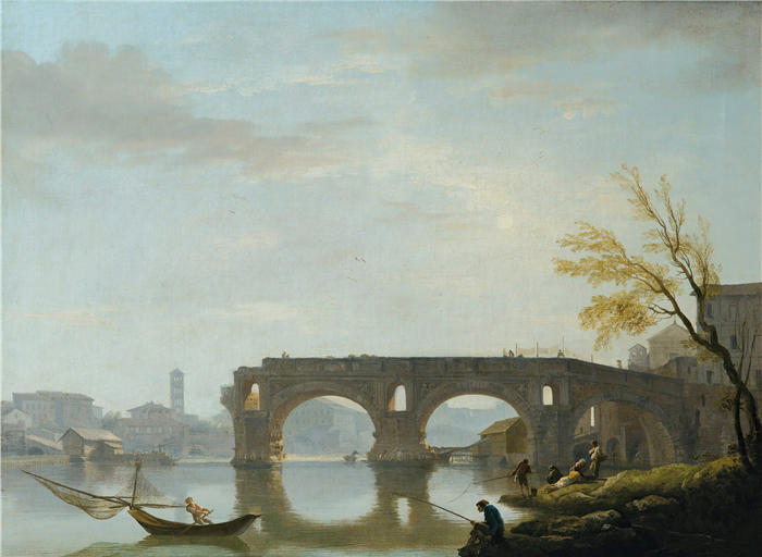 克劳德·约瑟夫·韦内特（ Claude-Joseph Vernet，法国画家）高清作品-《罗马罗托桥景观》
