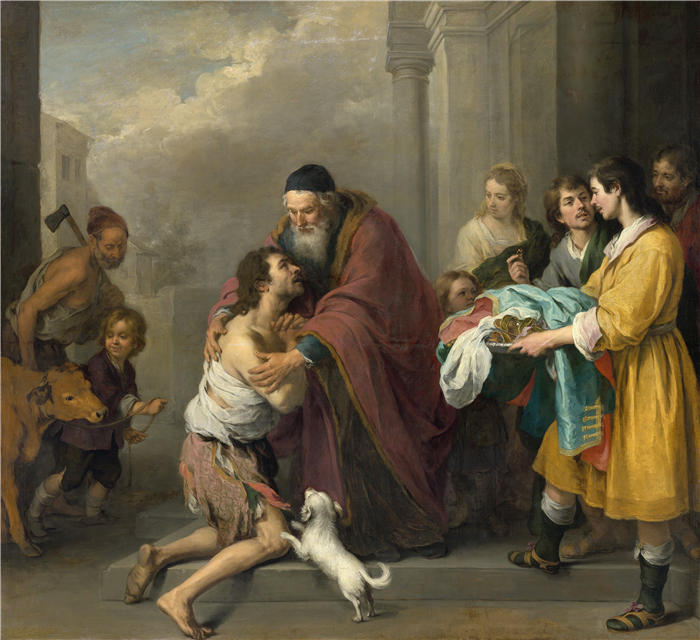 巴托洛梅·埃斯特班·穆里略(Bartolomé Esteban Murillo,西班牙画家)高清作品-《浪子回头(1667-1670)》