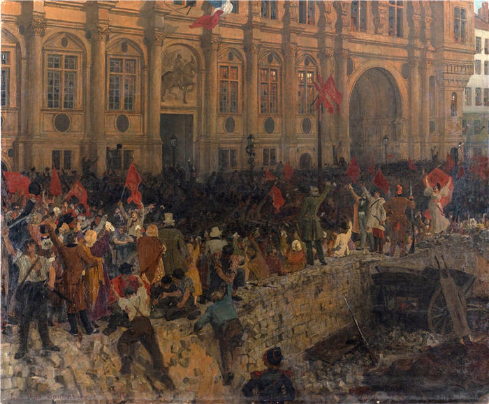 让·保罗·劳伦斯（Jean-Paul Laurens，法国画家）高清作品-《1848 年 24 月 24 日共和国宣言 (1902)》