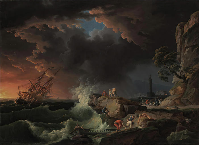 克劳德·约瑟夫·韦内特（ Claude-Joseph Vernet，法国画家）高清作品-《沉船》