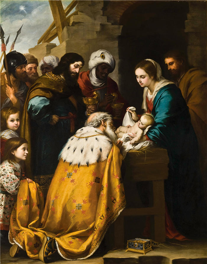 巴托洛梅·埃斯特班·穆里略（Bartolomé Esteban Murillo，西班牙画家）高清作品-《魔法师的崇拜》