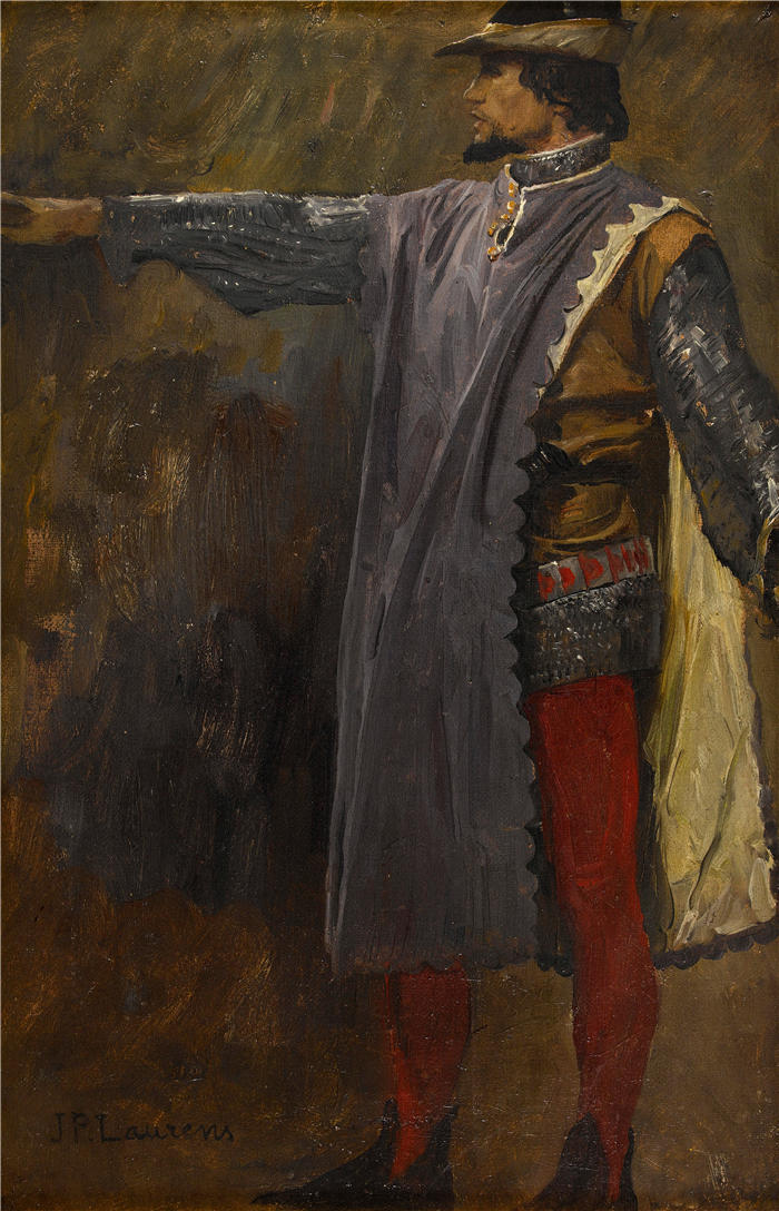 让·保罗·劳伦斯（Jean-Paul Laurens，法国画家）高清作品-《艾蒂安·马塞尔保护多芬（1889）》
