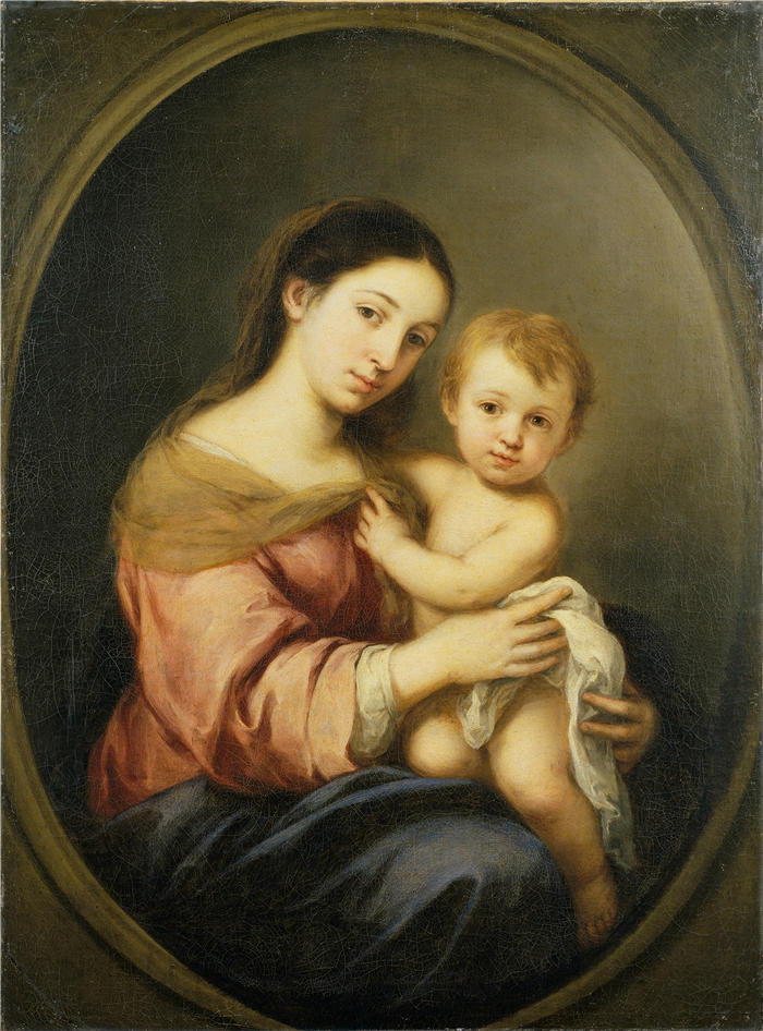 巴托洛梅·埃斯特班·穆里略（Bartolomé Esteban Murillo，西班牙画家）高清作品-《圣母子 (c.1665 - c.1670)》