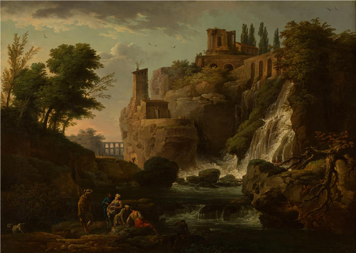 克劳德·约瑟夫·韦内特（ Claude-Joseph Vernet，法国画家）高清作品-《蒂沃利卡斯卡特尔酒店（1740-1748）》