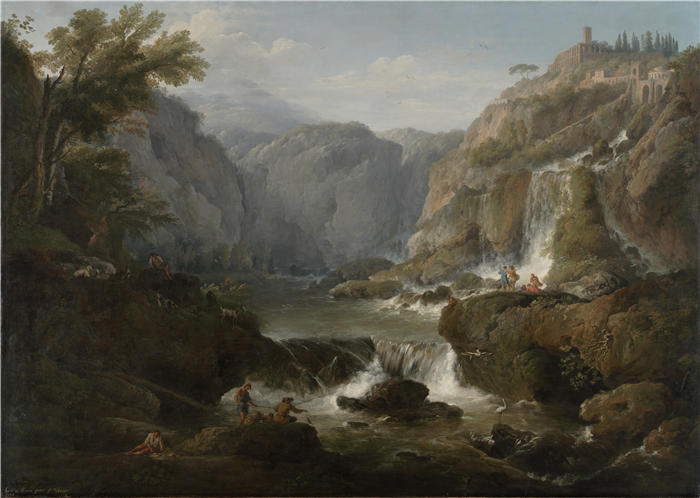 克劳德·约瑟夫·韦内特（ Claude-Joseph Vernet，法国画家）高清作品-《蒂沃利瀑布 (1737)》
