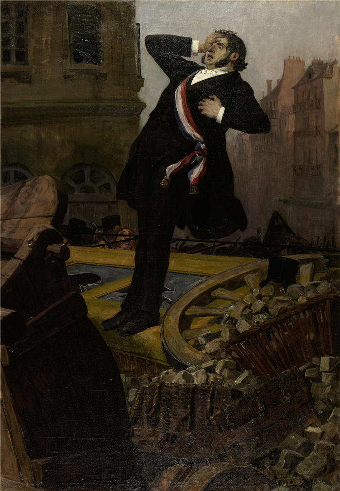 让·保罗·劳伦斯（Jean-Paul Laurens，法国画家）高清作品-《国会议员阿尔方斯·鲍丁去世1851年12月3日（1902年）》
