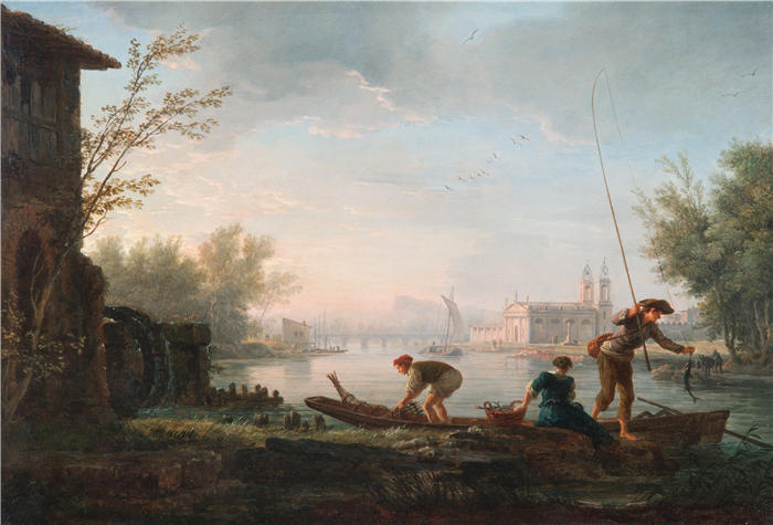 克劳德·约瑟夫·韦内特（ Claude-Joseph Vernet，法国画家）高清作品-《一天四次——早上（1757）》