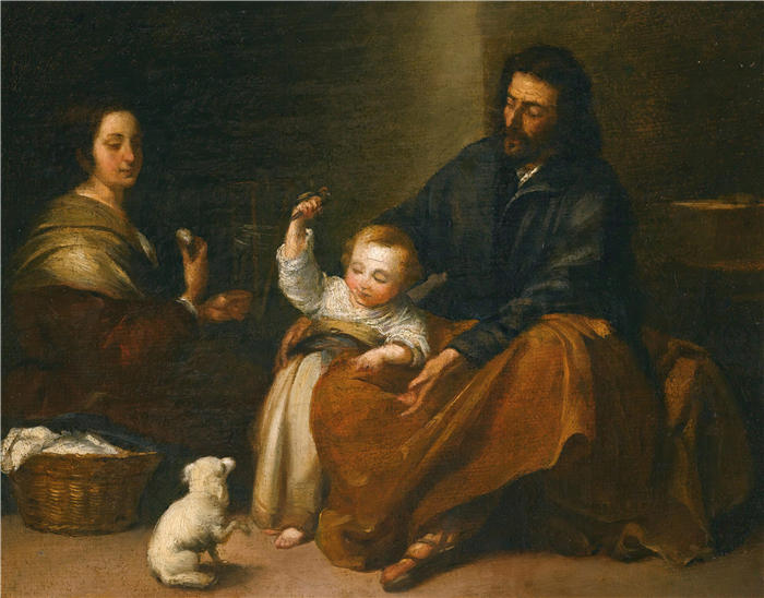 巴托洛梅·埃斯特班·穆里略（Bartolomé Esteban Murillo，西班牙画家）高清作品-《内部的神圣家族》