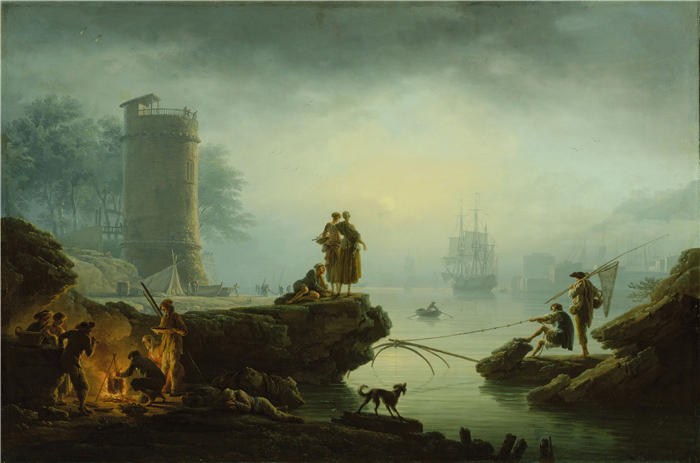 克劳德·约瑟夫·韦内特（ Claude-Joseph Vernet，法国画家）高清作品-《早上 (1760)》