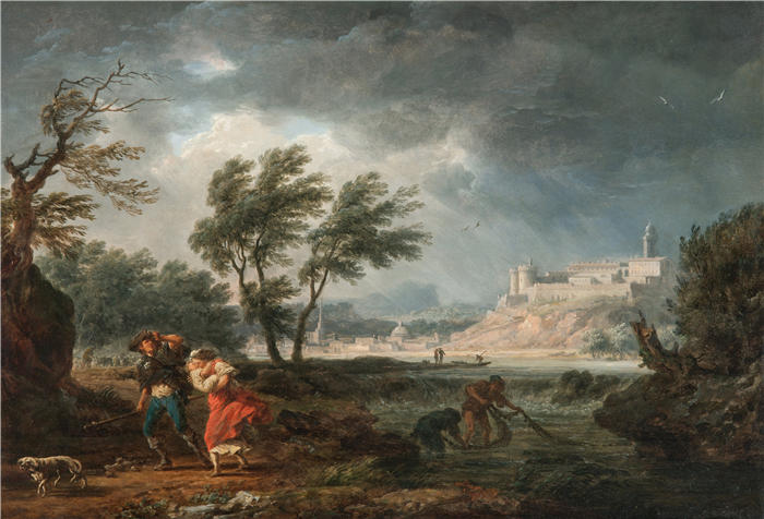 克劳德·约瑟夫·韦内特（ Claude-Joseph Vernet，法国画家）高清作品-《一日四次——正午（1757）》