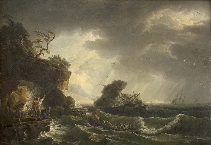 克劳德·约瑟夫·韦内特（ Claude-Joseph Vernet，法国画家）高清作品-《海难 (1728 - 1789)》