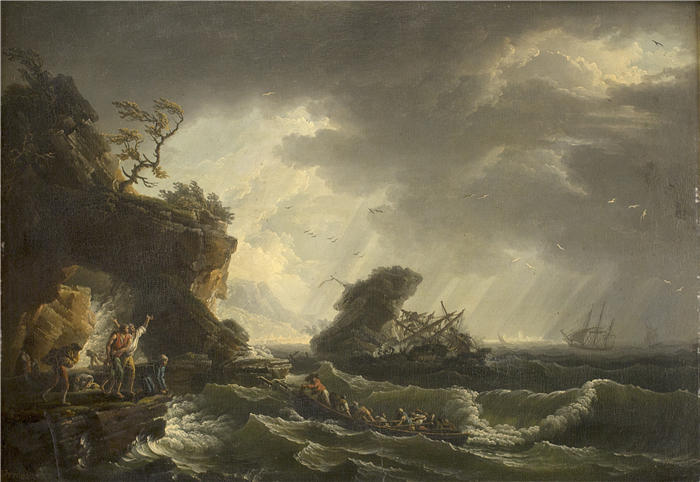 克劳德·约瑟夫·韦内特（ Claude-Joseph Vernet，法国画家）高清作品-《海难 (1728 - 1789)》