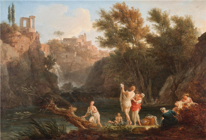 克劳德·约瑟夫·韦内特（ Claude-Joseph Vernet，法国画家）高清作品-《一天四次——晚上（1757）》