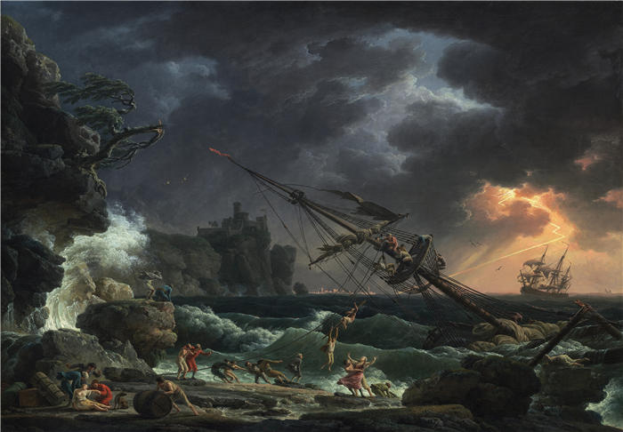 克劳德·约瑟夫·韦内特（ Claude-Joseph Vernet，法国画家）高清作品-《海难 (1772)》
