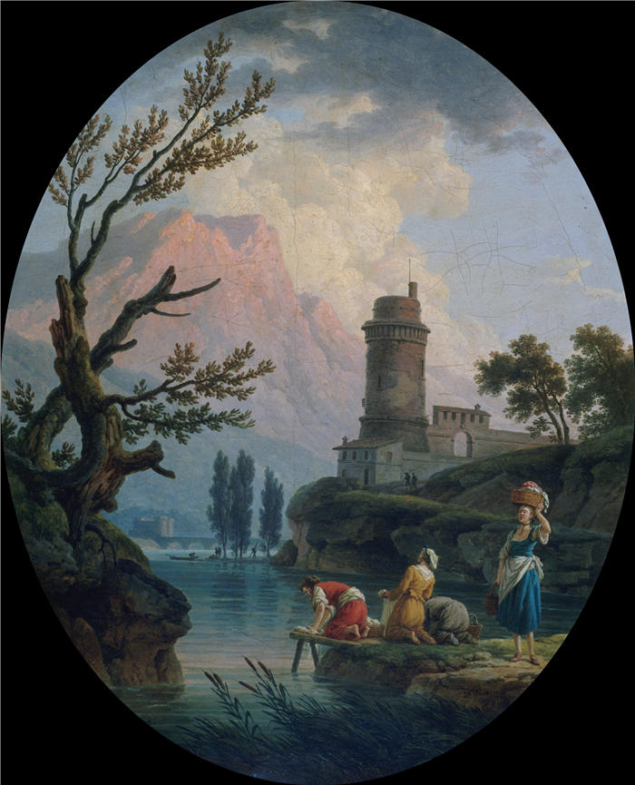 克劳德·约瑟夫·韦内特（ Claude-Joseph Vernet，法国画家）高清作品-《带薰衣草的风景（1789）》