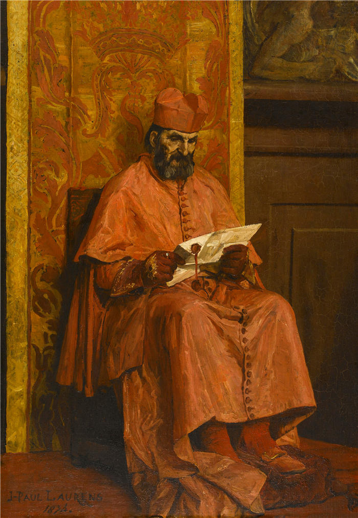 让·保罗·劳伦斯(Jean-Paul Laurens,法国画家)高清作品-《红衣主教 (1874)》
