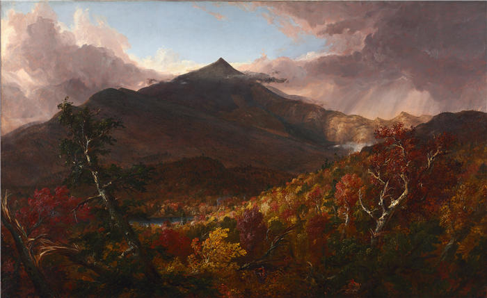 托马斯·科尔（Thomas Cole，美国画家）高清作品-《暴风雨过后，纽约埃塞克斯县的雪隆山景观（1838 年）(1)》