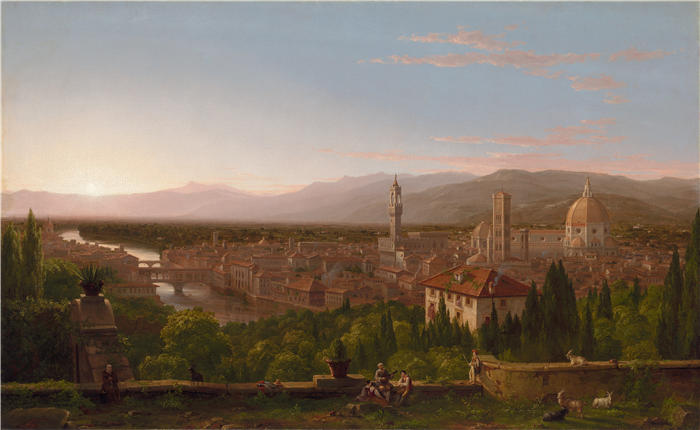 托马斯·科尔（Thomas Cole，美国画家）高清作品-《佛罗伦萨景观（1837 年）》
