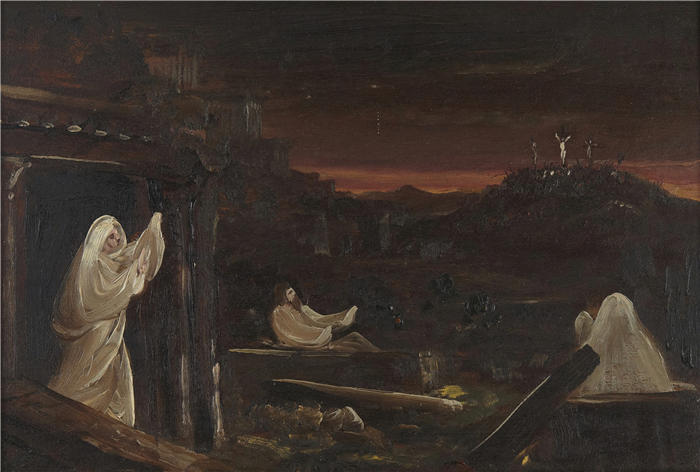 托马斯·科尔（Thomas Cole，美国画家）高清作品-《死者从坟墓中崛起》