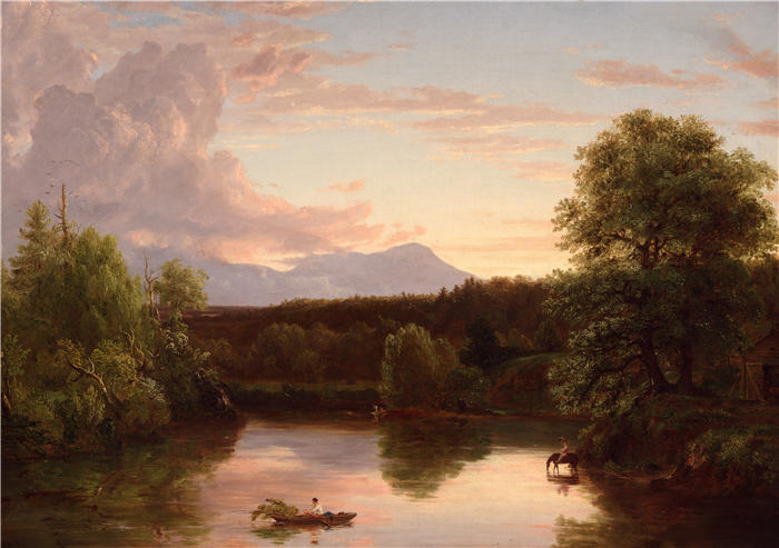 托马斯·科尔(Thomas Cole,美国画家)高清作品-《北山和卡茨基尔溪 (1838)》