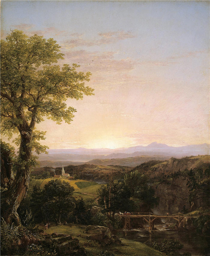 托马斯·科尔（Thomas Cole，美国画家）高清作品-《新英格兰风光（1839）》