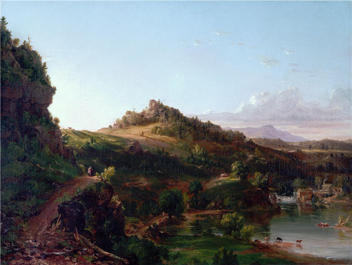 托马斯·科尔（Thomas Cole，美国画家）高清作品-《卡茨基尔风景 （c.1833）》