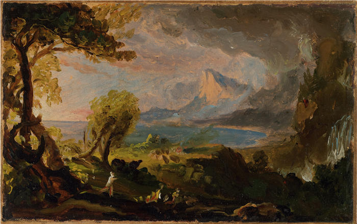 托马斯·科尔（Thomas Cole，美国画家）高清作品-《帝国历程——野蛮国家（约 1834 年）》