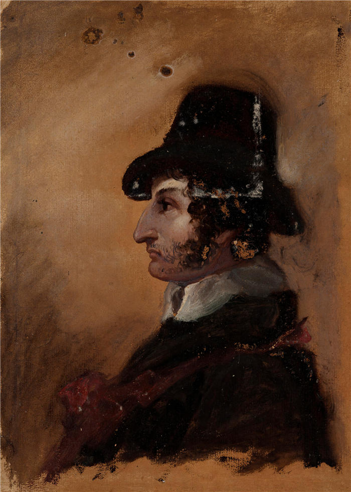 托马斯·科尔（Thomas Cole，美国画家）高清作品-《戴高帽的人（1801 年至 1848 年）》