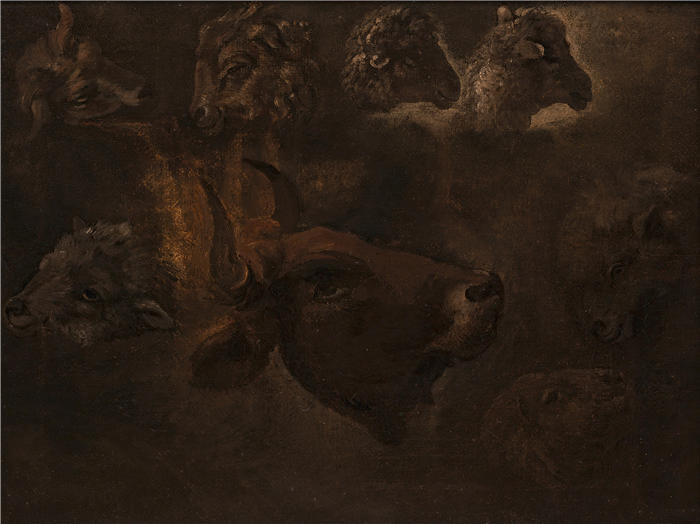 托马斯·科尔（Thomas Cole，美国画家）高清作品-《动物头颅研究（1835 年至 1840 年间）》