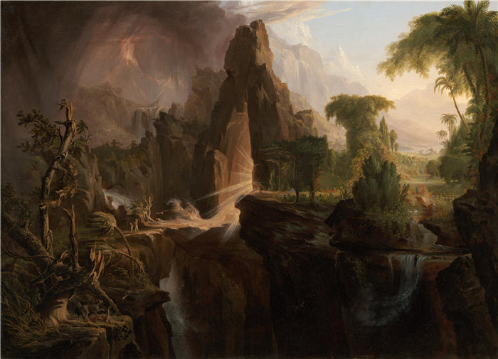 托马斯·科尔（Thomas Cole，美国画家）高清作品-《被逐出伊甸园（1828 年）》