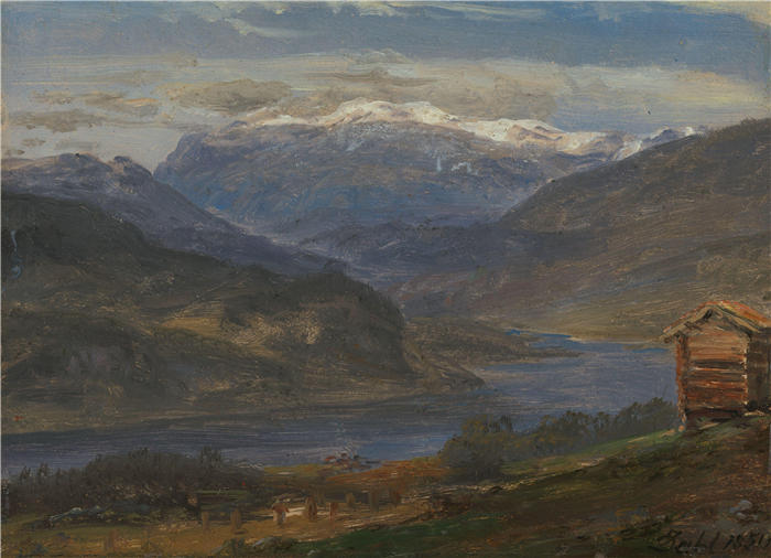 约翰·克里斯蒂安·达尔（Johan Christian Dahl，挪威画家）高清作品-《瓦尔德雷斯的耶勒景观（1850 年）》