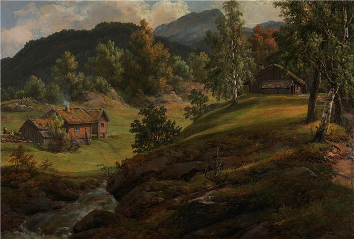 约翰·克里斯蒂安·达尔（Johan Christian Dahl，挪威画家）高清作品-《Lysekloster 农场（1841 年）》