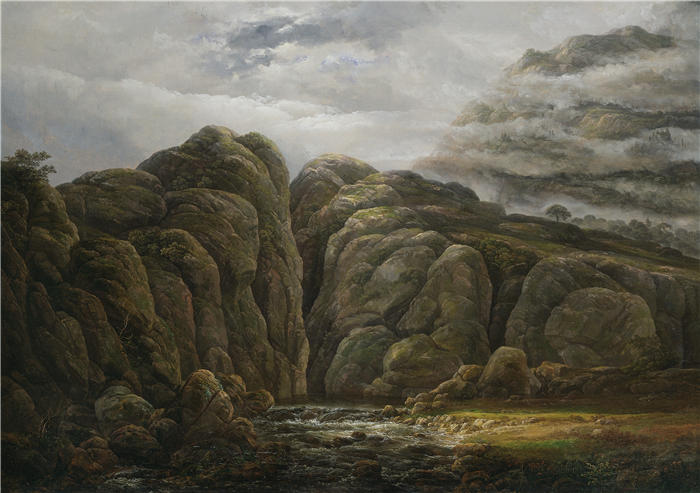约翰·克里斯蒂安·达尔（Johan Christian Dahl，挪威画家）高清作品-《挪威山景 (1819)》