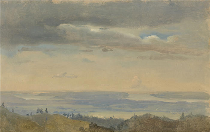 约翰·克里斯蒂安·达尔（Johan Christian Dahl，挪威画家）高清作品-《云研究与河流景观》