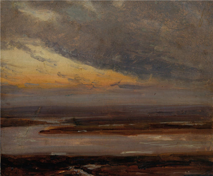 约翰·克里斯蒂安·达尔(Johan Christian Dahl,挪威画家)高清作品-《易北河研究(约 1833 年)》
