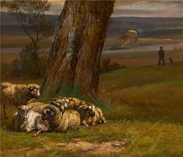 约翰·克里斯蒂安·达尔（Johan Christian Dahl，挪威画家）高清作品-《易北河边的风景(1824)》