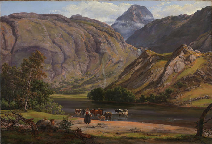 约翰·克里斯蒂安·达尔（Johan Christian Dahl，挪威画家）高清作品-《卑尔根附近 Svartediket 的伊斯达伦（1842 年）》