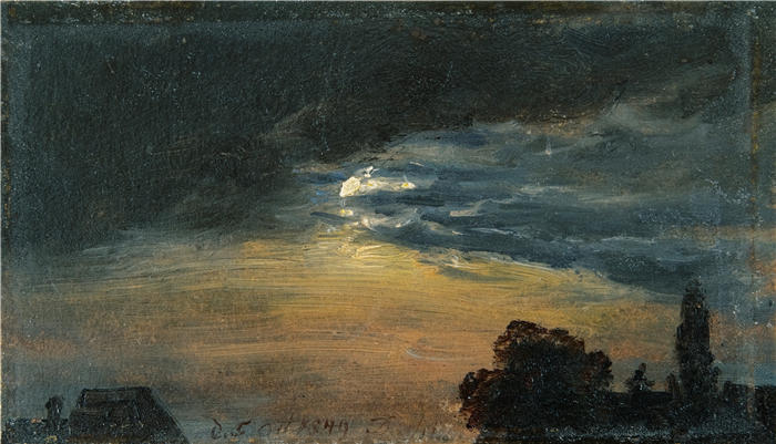 约翰·克里斯蒂安·达尔（Johan Christian Dahl，挪威画家）高清作品-《月光下的云（1849）》