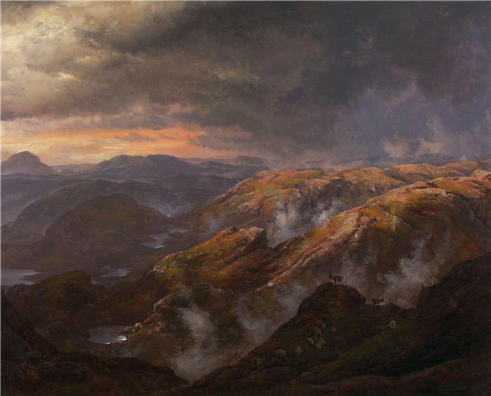 约翰·克里斯蒂安·达尔（Johan Christian Dahl，挪威画家）高清作品-《从 Lyshornet 观看（1836 年）》