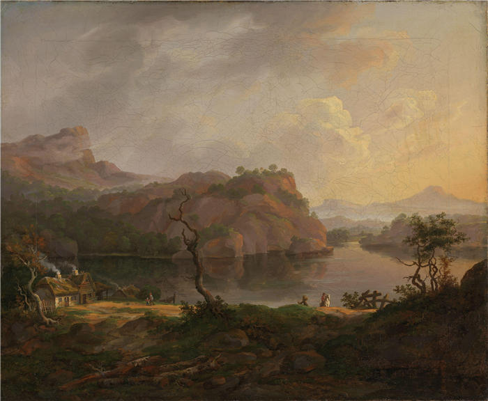约翰·克里斯蒂安·达尔(Johan Christian Dahl,挪威画家)高清作品-《一棵死树的北欧风景(1814 年)》