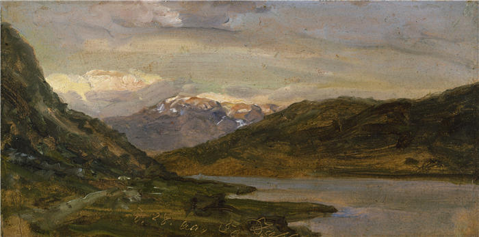 约翰·克里斯蒂安·达尔（Johan Christian Dahl，挪威画家）高清作品-《Filefjell 上 Nystuen 的风景（1850 年）》