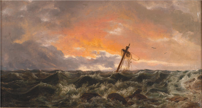 约翰·克里斯蒂安·达尔（Johan Christian Dahl，挪威画家）高清作品-《沉船海景（1831 年）》