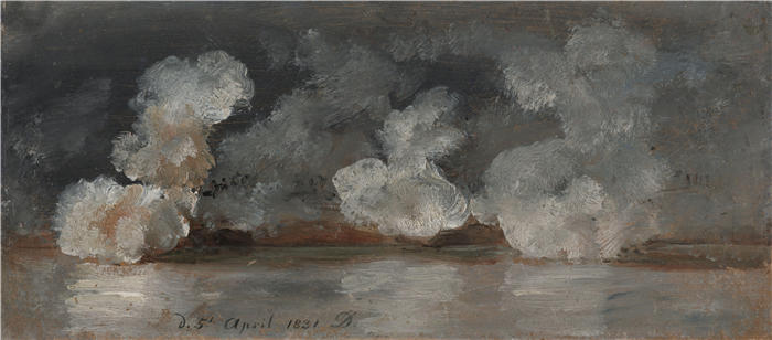 约翰·克里斯蒂安·达尔（Johan Christian Dahl，挪威画家）高清作品-《大炮射击的烟雾（1831）》