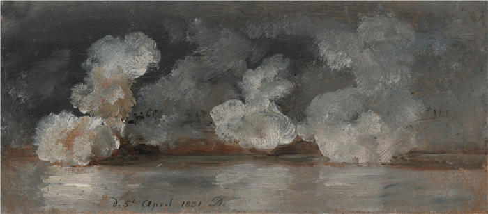 约翰·克里斯蒂安·达尔(Johan Christian Dahl,挪威画家)高清作品-《大炮射击的烟雾(1831)》