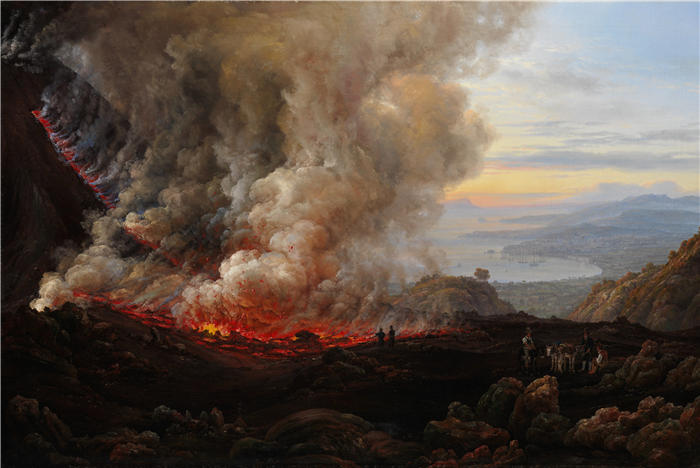 约翰·克里斯蒂安·达尔(Johan Christian Dahl,挪威画家)高清作品-《维苏威火山爆发 (1824)》