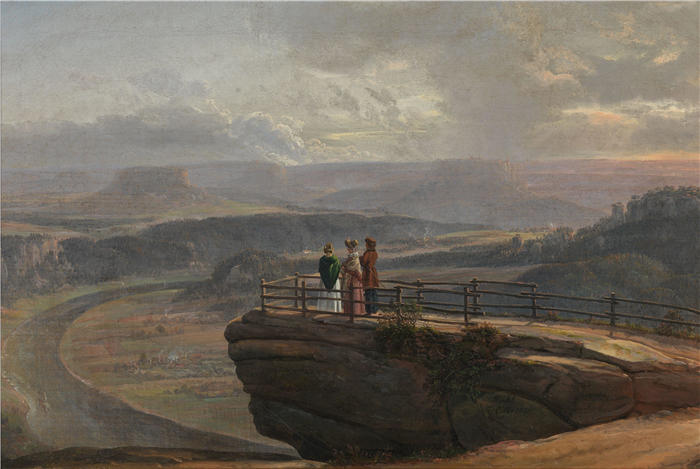 约翰·克里斯蒂安·达尔（Johan Christian Dahl，挪威画家）高清作品-《从巴斯台看（18​​19 年）》